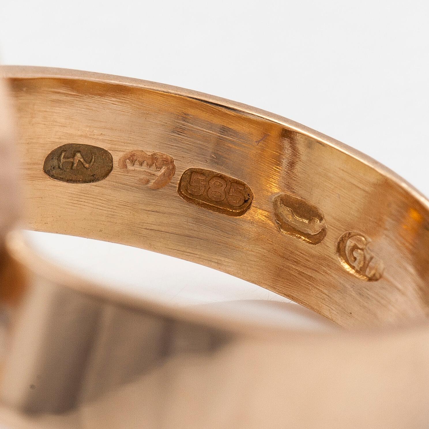 Sormus, 14K kultaa ja sitriini, Helge Narsakka.