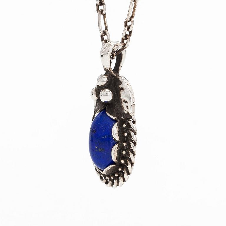 Georg Jensen, halsband med årshänge 1992, silver, lapis lazuli, Danmark.