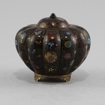LOCKASK, cloisonné, orientalisk, 1900-tal.