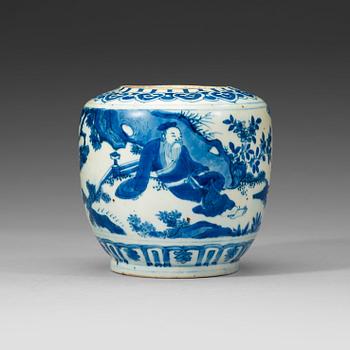 293. A blue and white jar, Ming dynasty 15th century. With Xuandes (1426-35) six characters mark.