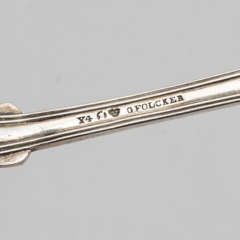 A set of six Swedish silver spoons, mark of Gustaf Folcker, Stockholm 1853.