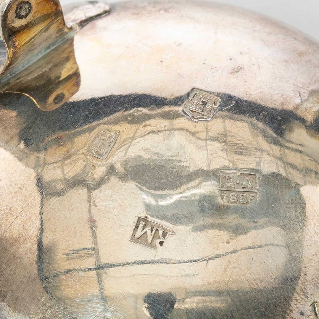 Three Russian silver salt cellars, 19th century.