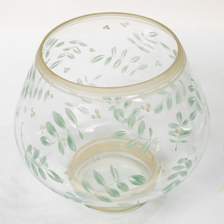 Vase, painted glass, Köklax Glasbruk, Finland 1940s.