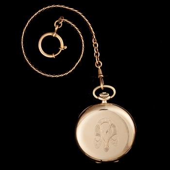 FICKUR, 14K guld, Moser, keden metall. 1960-tal.