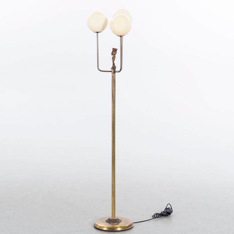 FLOOR LAMP, brass and glass, Armaturbolaget Malmö, 1930/-40's.