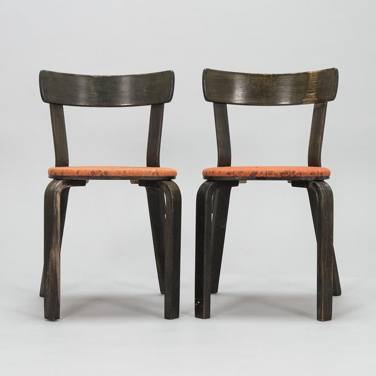 Alvar Aalto, stolar, 2 st, modell 69, O.Y. Huonekalu- ja Rakennustyötehdas A.B. 1940-tal.