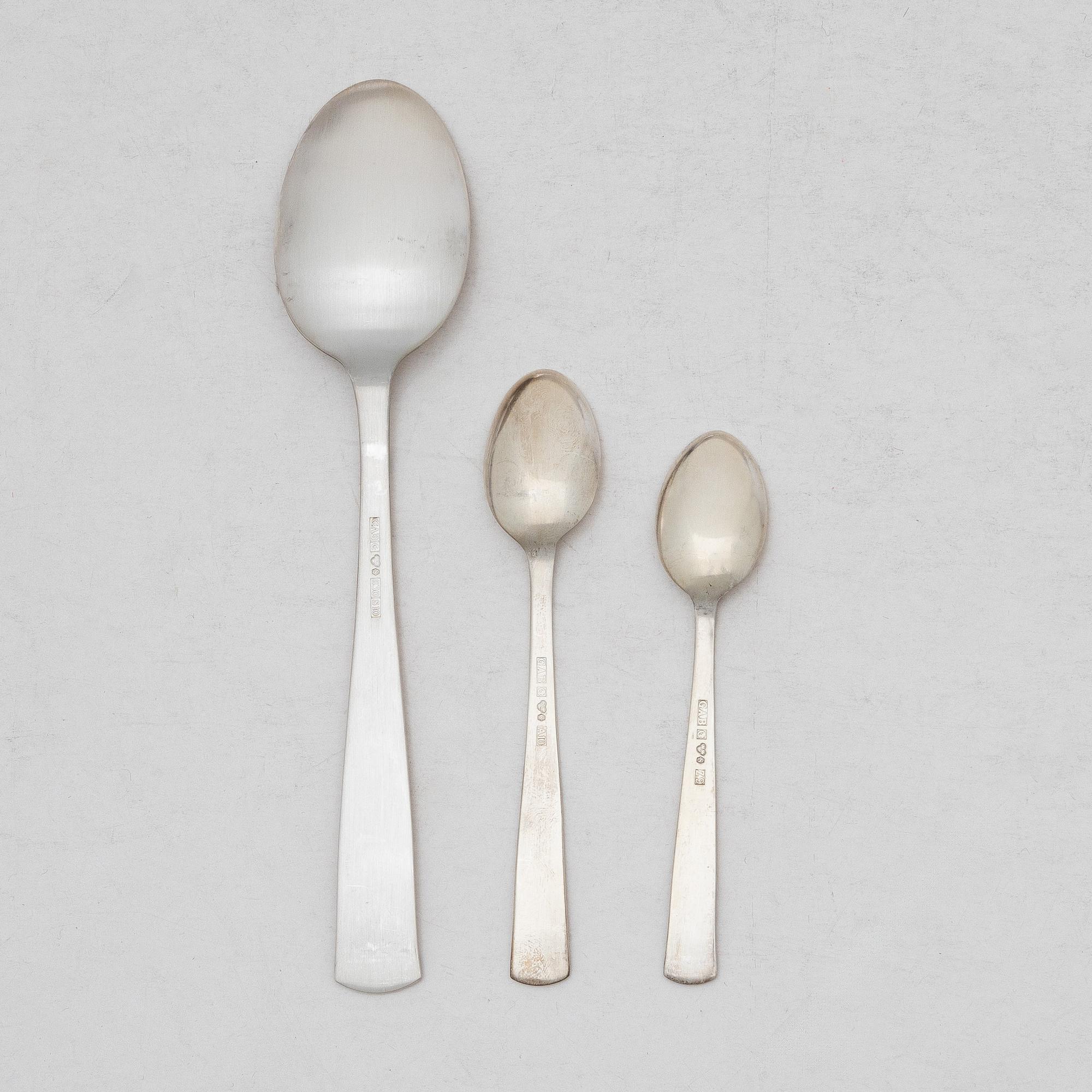 Jacob Ängman, Silver cutlery, 'Rosenholm', GAB, Stockholm and Eskilstuna, some 1962 (17 pcs).