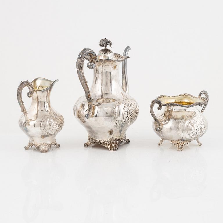 Kaffeservis, 3 delar, silver, GAB, Stockholm, 1920-1928.