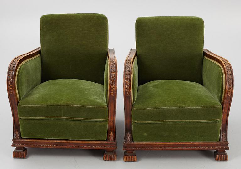 A pair of Swedish Grace armchairs, 1920's/30's.