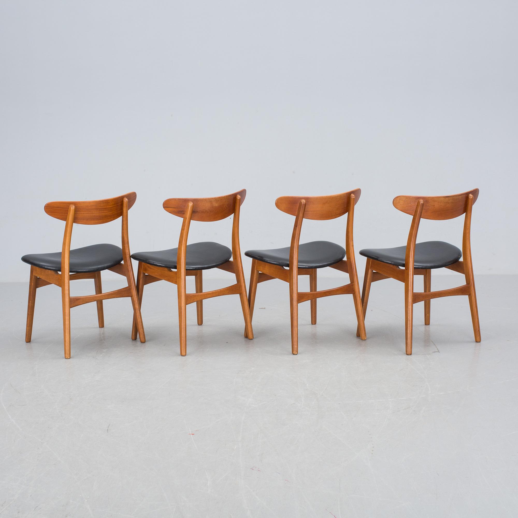 STOLAR, 4 st,"CH-30", Hans J. Wegner, Carl Hansen & Son, Danmark 1950-60-tal.