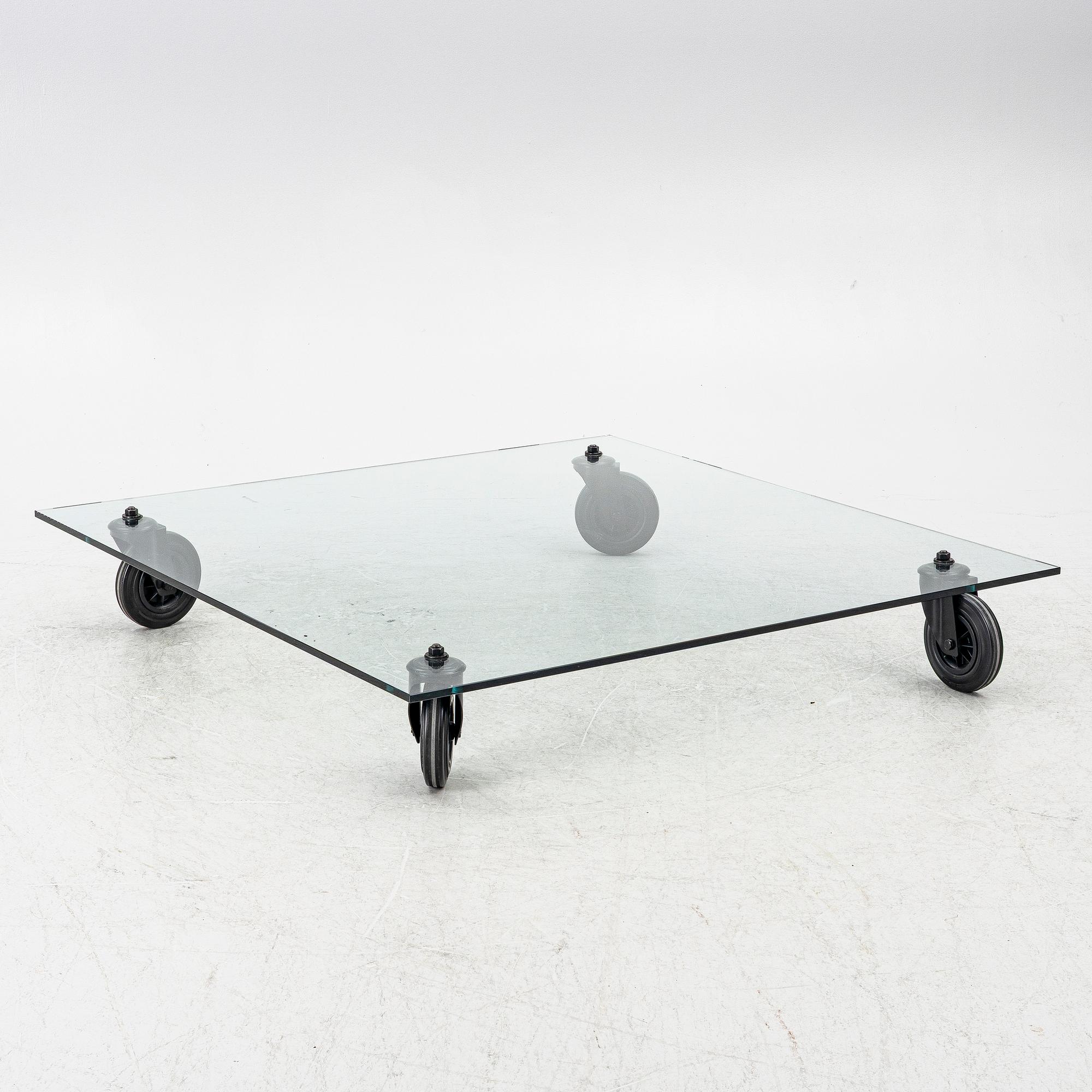 Gae Aulenti, soffbord, "Tavolo con Ruote", Fontana Arte, Italien.