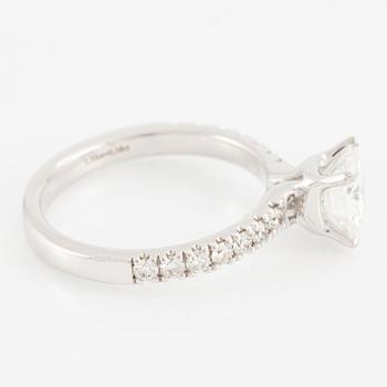 Ring, 18K white gold with brilliant-cut diamond 1.32 ct,.