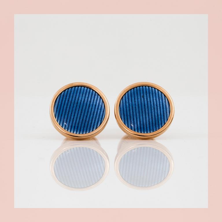 CUFFLINKS with blue enamel.
