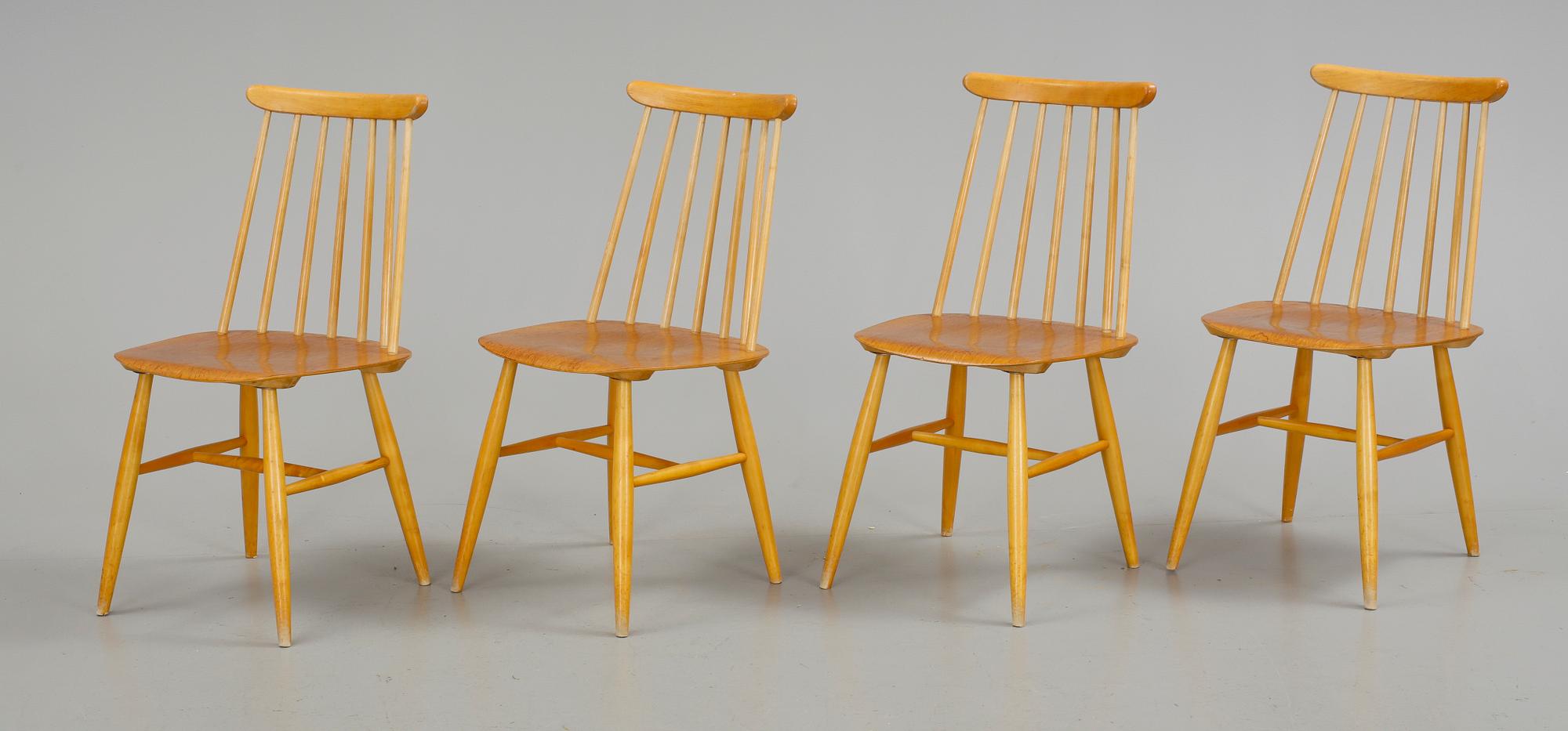STOLAR, 4 st, "Fanett", Ilmari Tapiovaara, Edsbyverken. Formgiven 1955.
