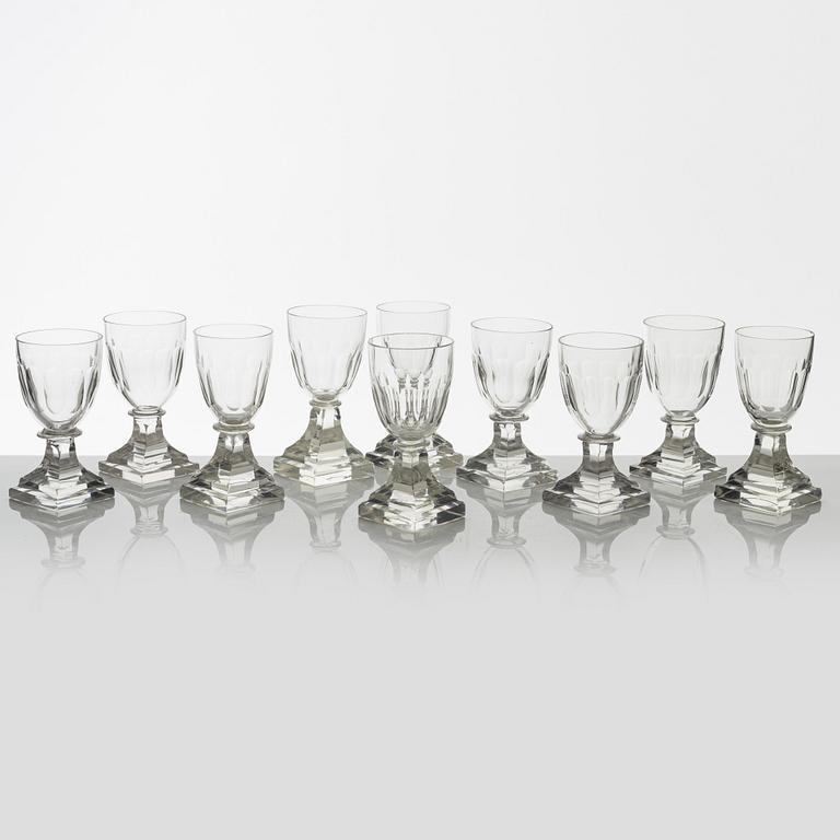 Wine glasses, 10 pcs, mid-19th century.