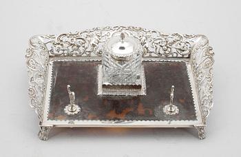 SKRIVSTÄLL, silver, sköldpadd, London 1800-tal.