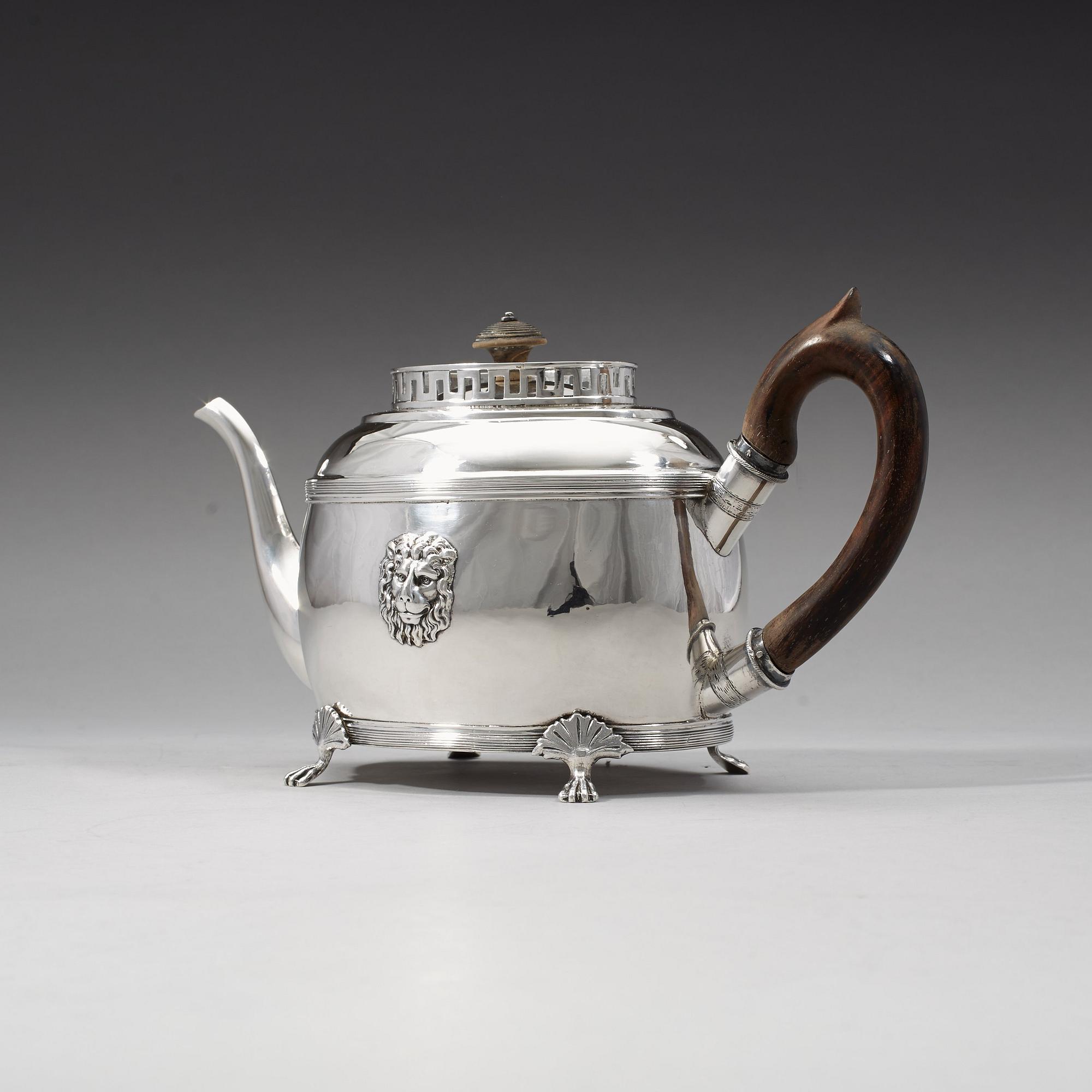A Swedish 19th century silver tea-pot, Daniel Hallman, Stockholm 1815.