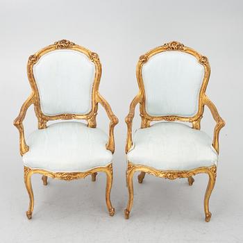 Armchairs, a pair, France, 19th century.