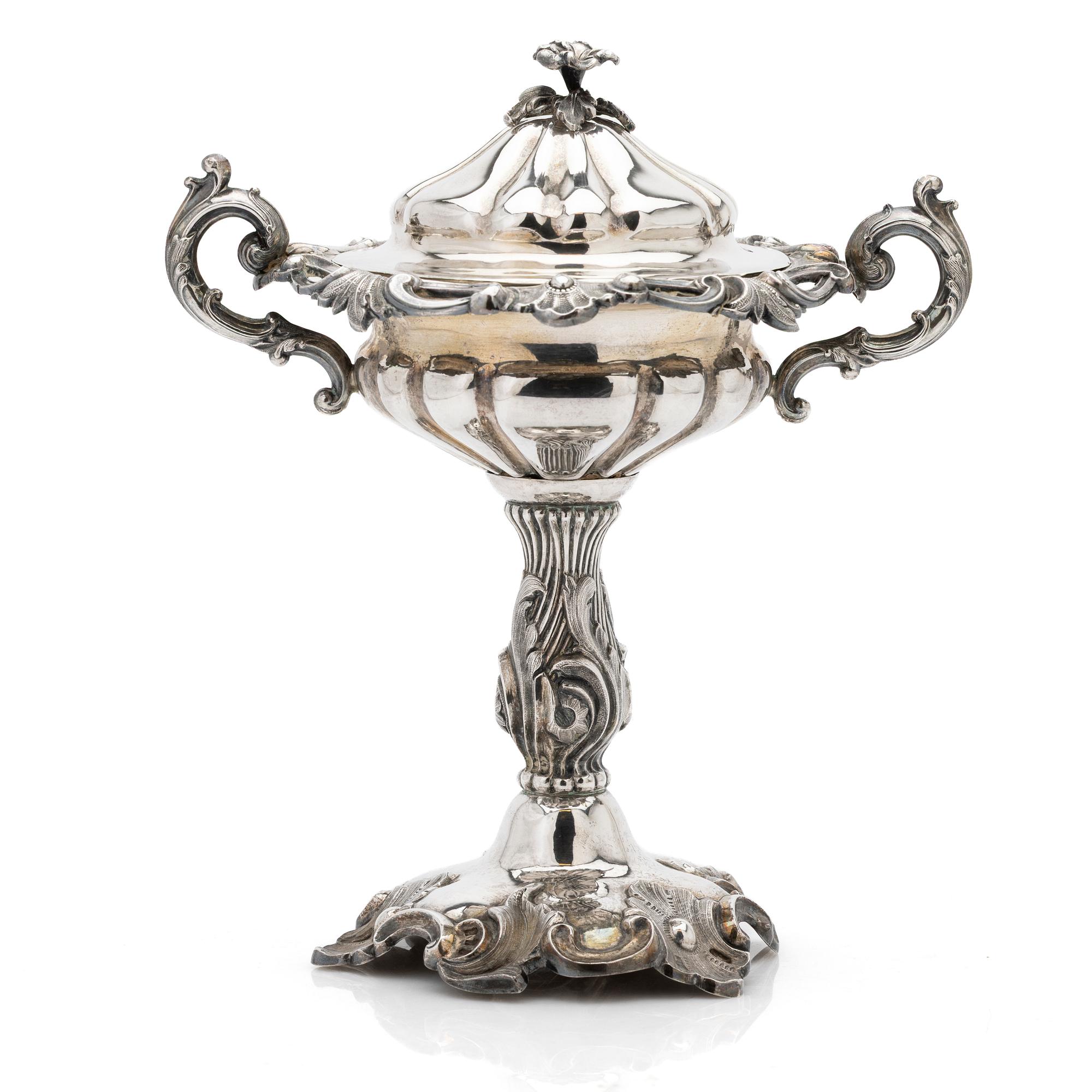 Bowl with lid, silver, Sweden, 1865.