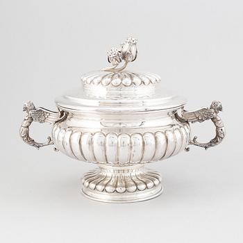 A baroque-style silver thureen, possibly Spain 20th century.