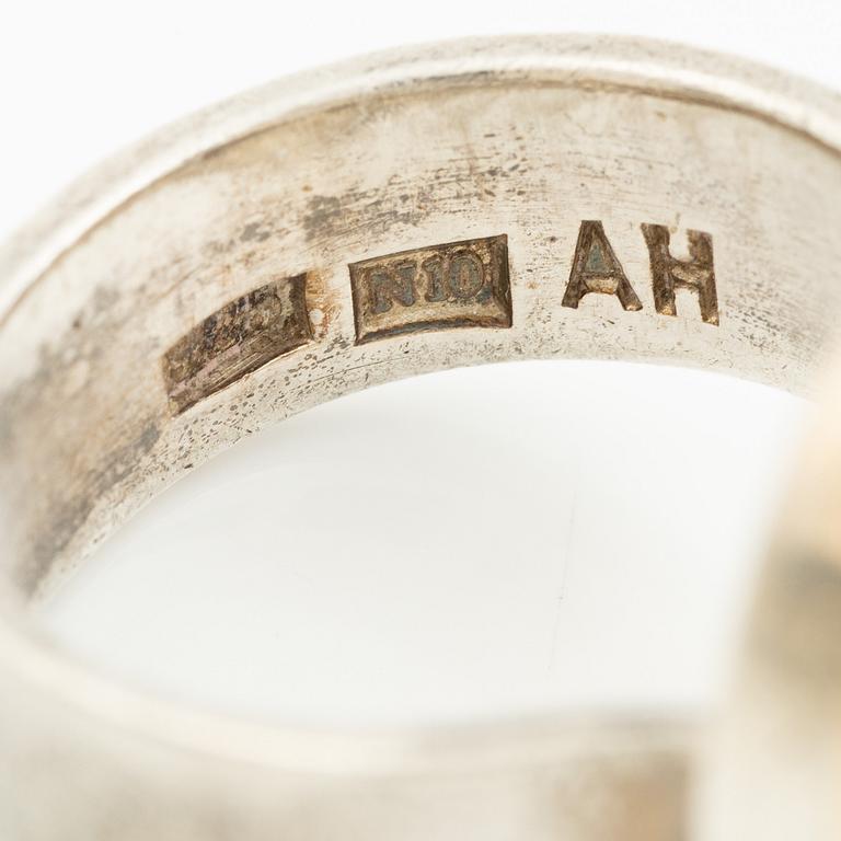 Anders Högberg, ring, sterlingsilver med grön/blå sten, Göteborg 1987.