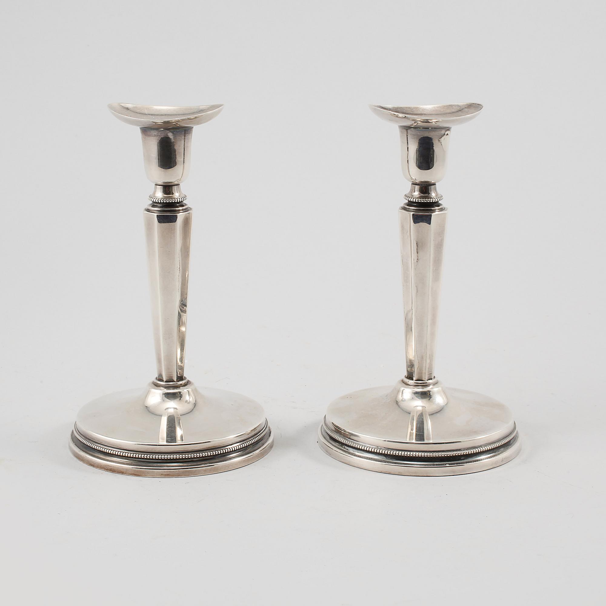 LJUSSTAKAR, ett par, silver, MGAB, Uppsala, 1958.