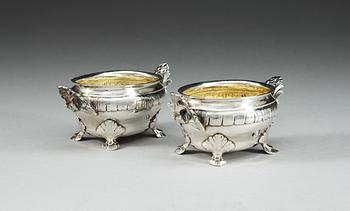 A pair of Swedish parcel-gilt salts, makers mark of Anders Stafhell, Stockholm 1774.