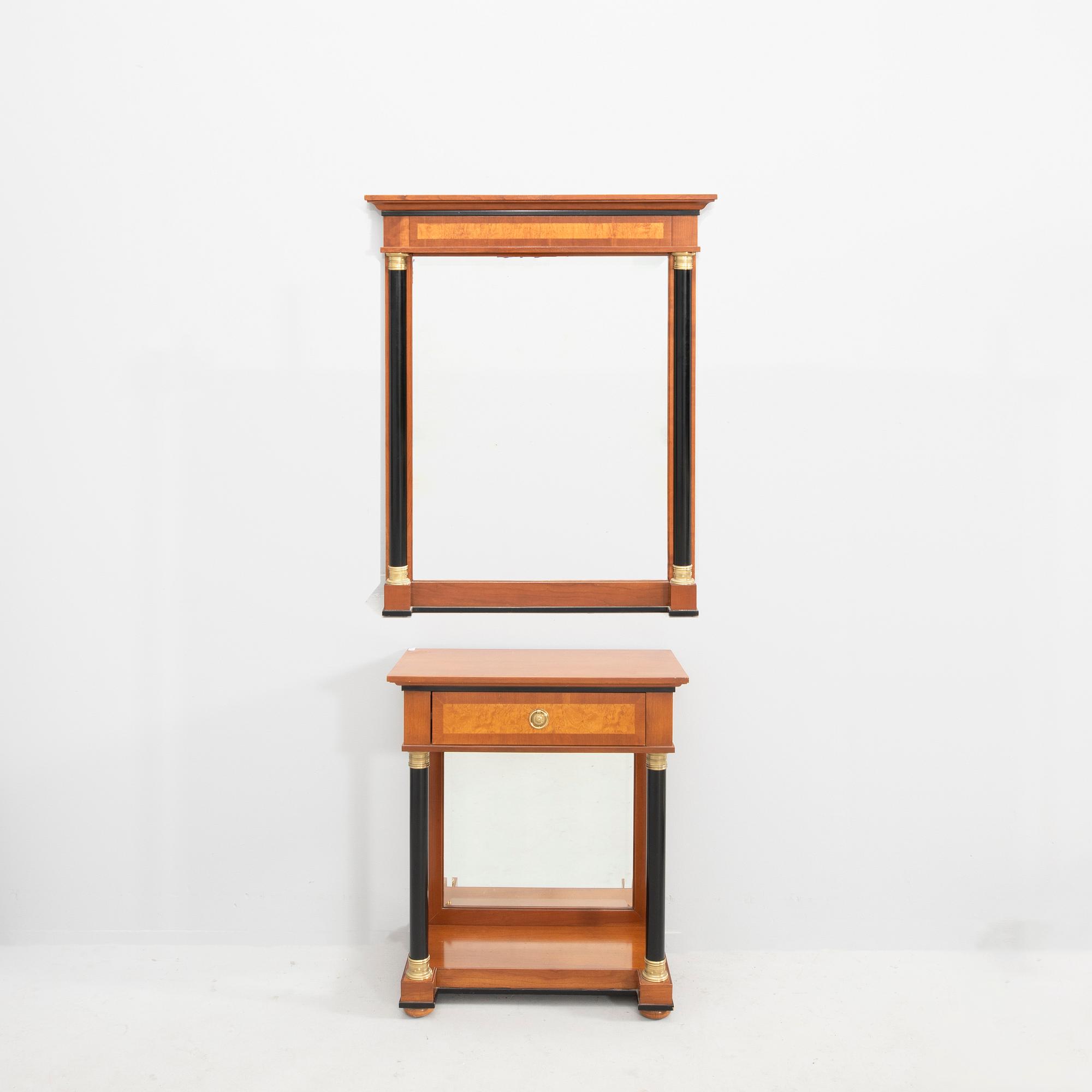 Empire-style mirror and console table, second half of the 20th century.