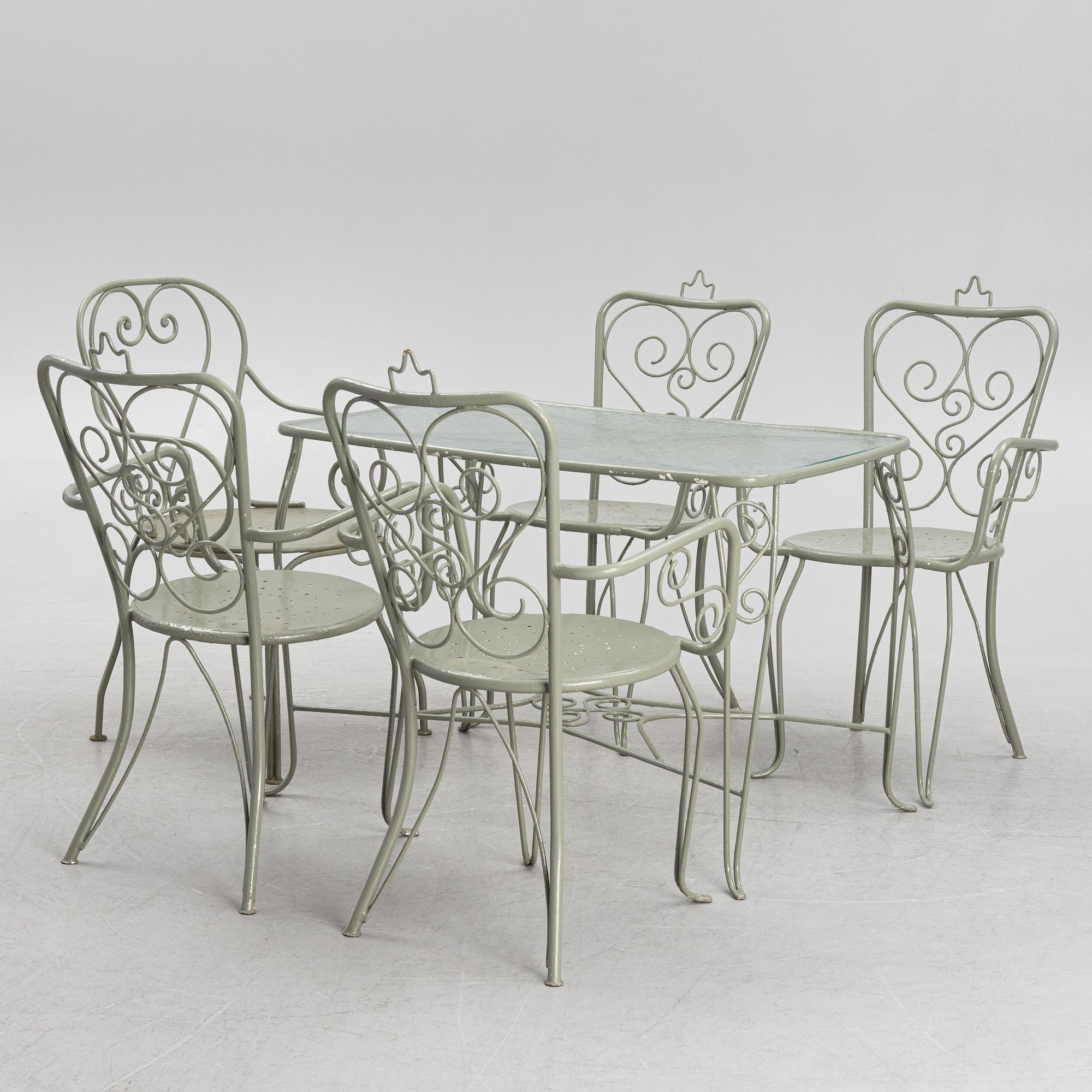 Trädgårdsgrupp, 6 delar, 1900-talets mitt.