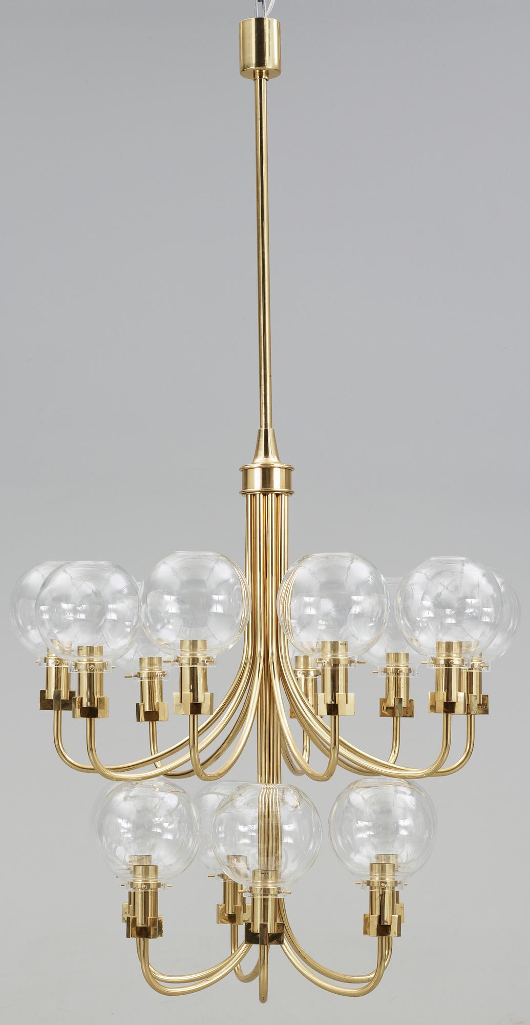 A Hans-Agne Jacobsson brass ceiling lamp, Markaryd, Sweden 1960-70's.