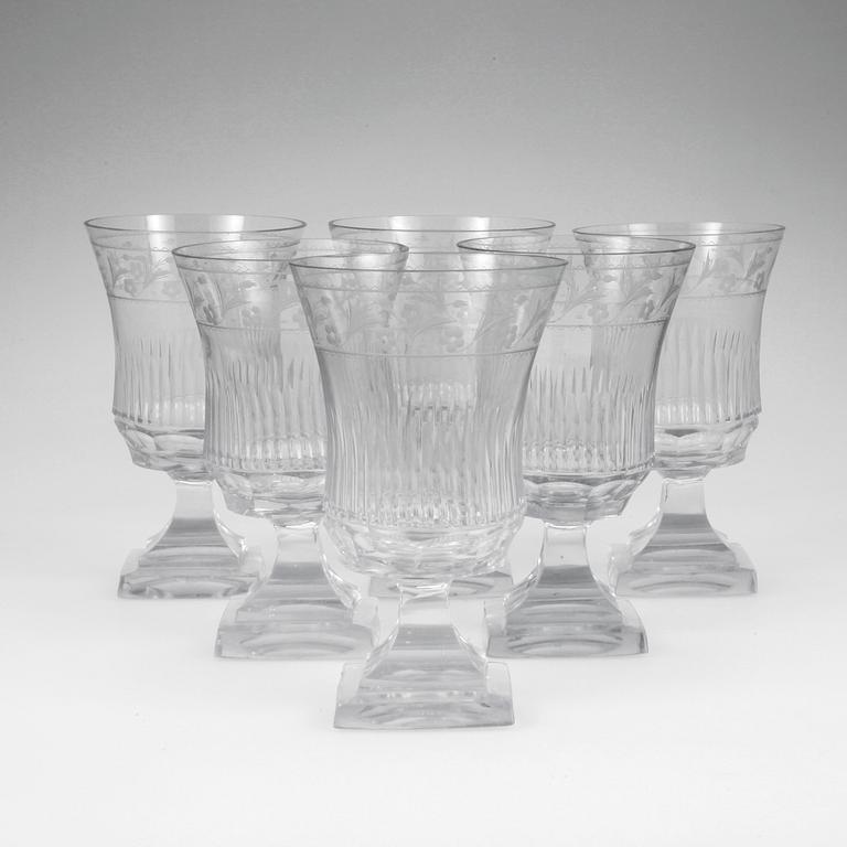 RÖDVINSGLAS, 6 st, 1800-tal.