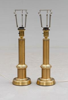 BORDSLAMPOR, 1 par, mässing, EWÅ, Värnamo, 1900-talets andra hälft.