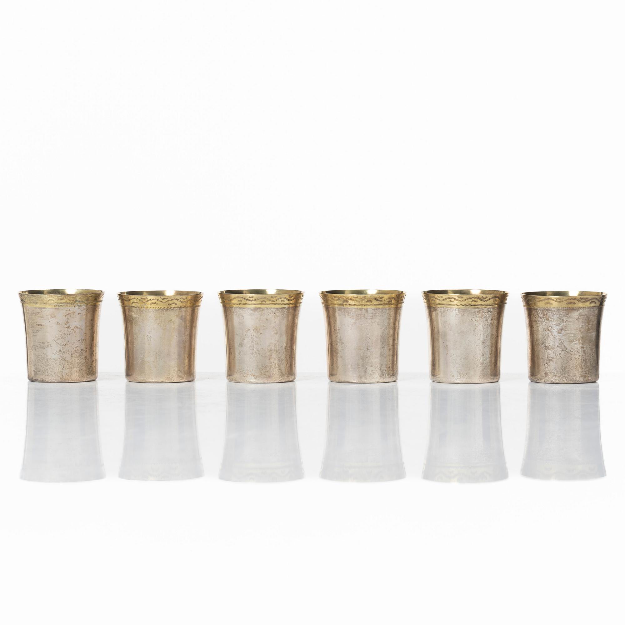 C.G. Hallberg, Six silver cups, Stockholm 1955.
