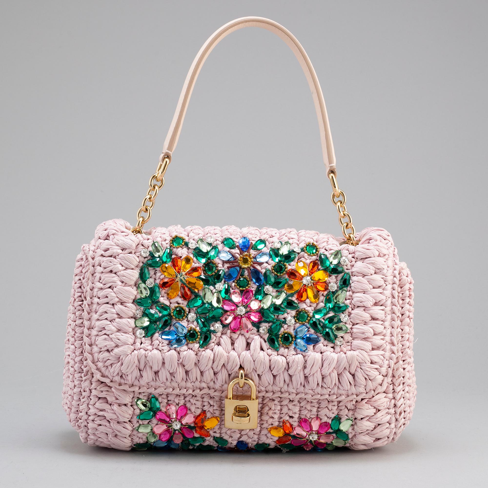 DOLCE & GABBANA, a 'Miss Bonita Satchel' embellished straw bag.