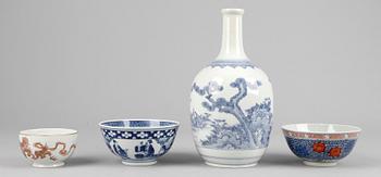 PARTI PORSLIN, 4 delar, Kina, bla Kangxi-stil, 1900/2000-tal.