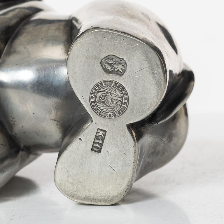 Björn Trägårdh, a model A 1734 pewter sculpture of an elephant, Firma Svenskt Tenn, Stockholm 1984.