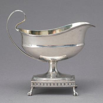 GRÄDDKANNA, silver, gustaviansk,oidentifierad mästarstämpel, Stockholm 1797. Vikt ca 241 gram.