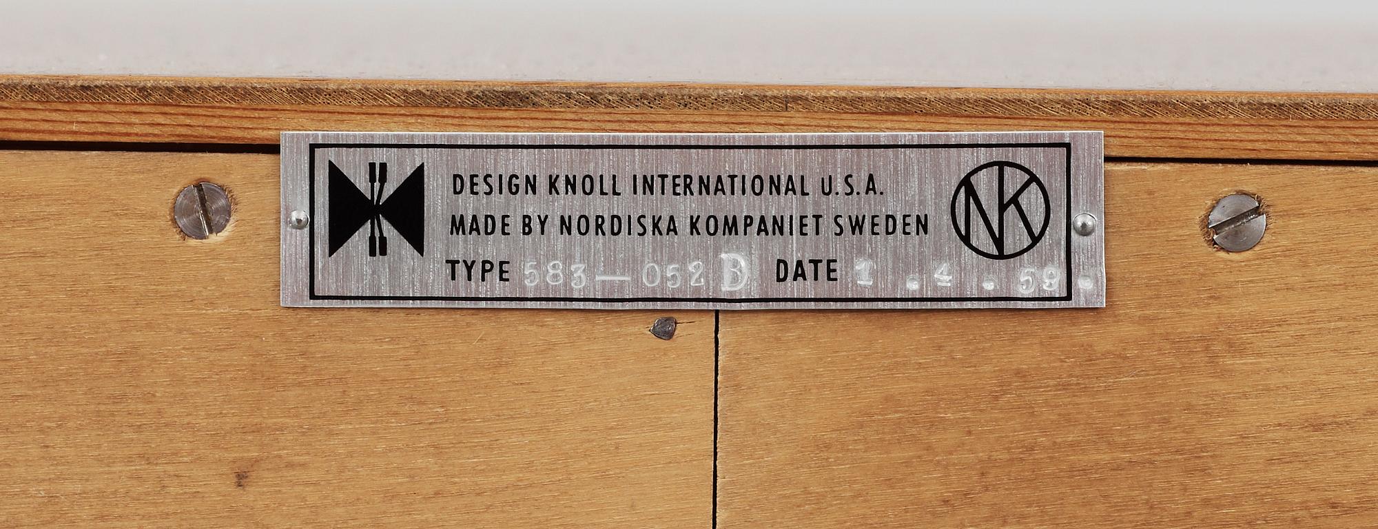 SIDEBOARD, Florence Knoll, Knoll International, Nordiska Kompaniet, 1960-tal.