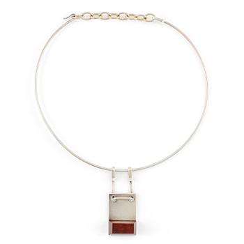 382. Sigurd Persson, a necklace, silver with red stone (likely jasper), Stockholm 1981.