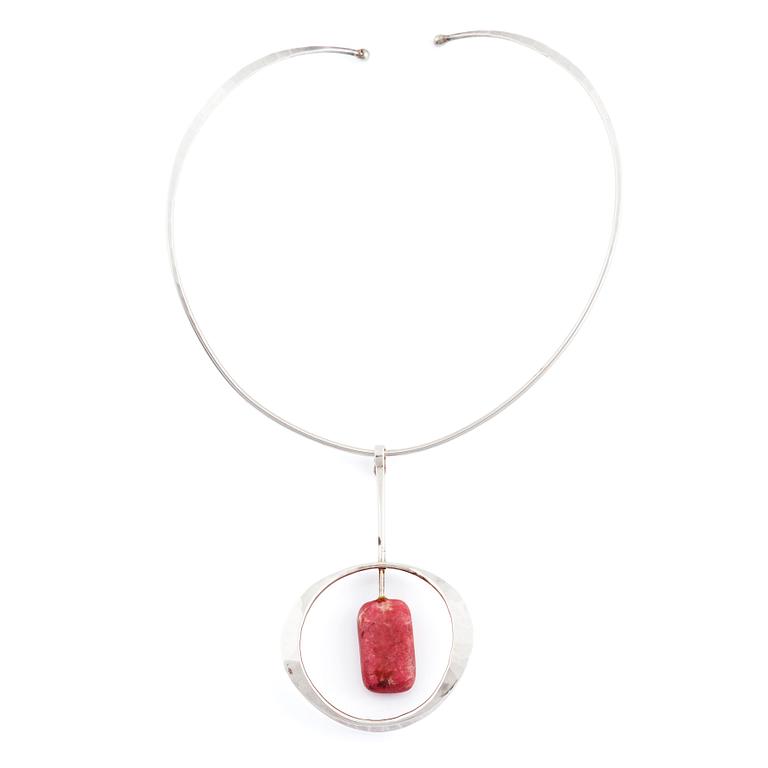 Tone Vigeland, a sterling silver and thulite necklace, Norway 1960s.