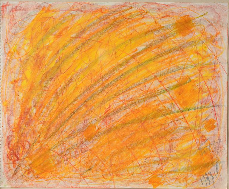 Eddie Figge, krita på papper, signerad och daterad 1973.