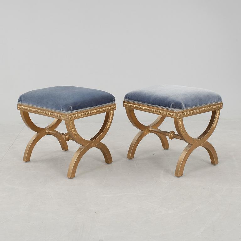 A pair of late Gustavian circa 1800 stools.