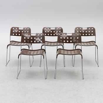 Rodney Kinsman, chairs, set of 5, "Omstak Chair", Bieffeplast, Italy, 1970s.