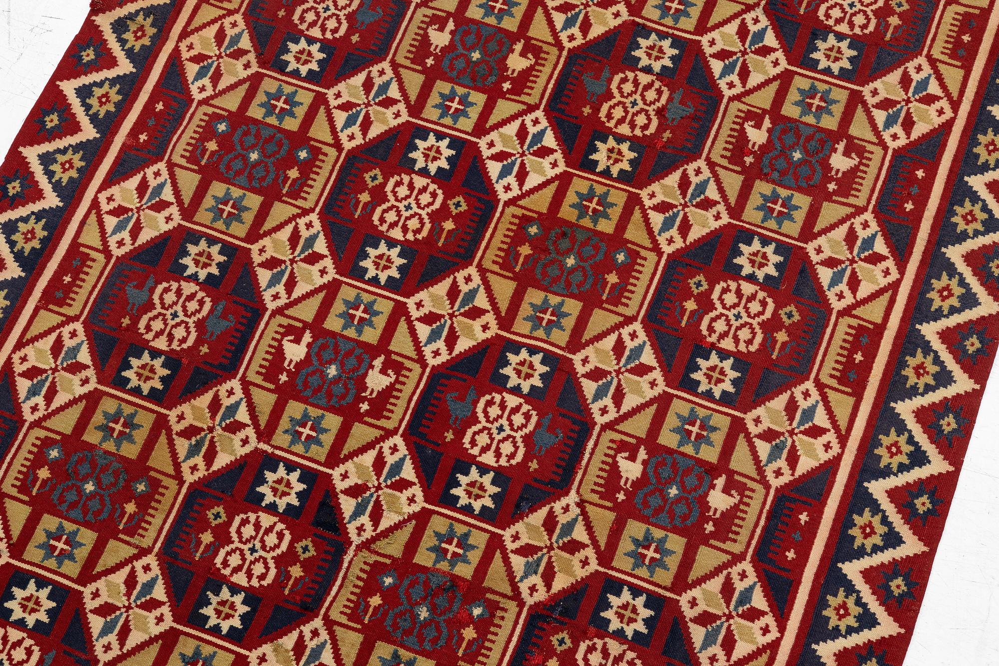 Cover, rya rug, southwestern Skåne, around the year 1900, Approx. 210 x 120 cm.
