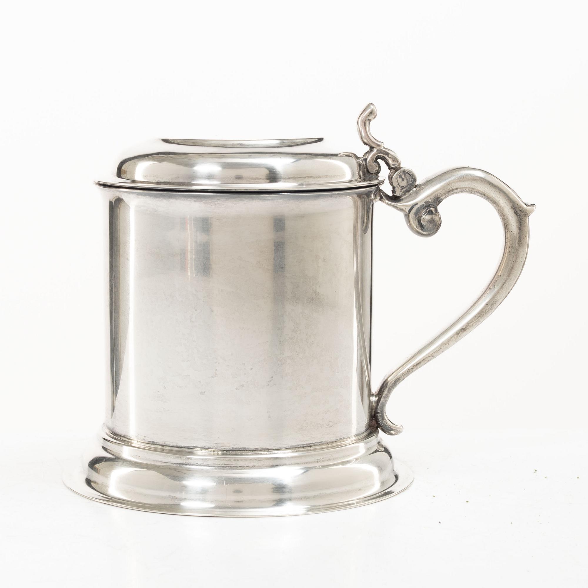 A Mexican sterling silver tankard, mark of Juventino Lopez Reyes, mid-20th century.