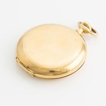 Omega, hunter case, 18K gold chain, pocket watch, 52.5 mm.
