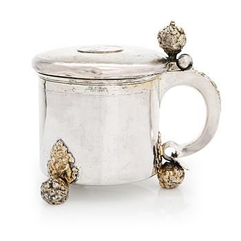 A Swedish baroque parcel-gilt silver tankard, maker's mark of Arvid Falck (master 1667-1691), Stockholm 1693.