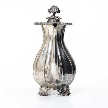 A Swedish silver coffee pot, mark of Christian Hammer, Stockholm 1856.