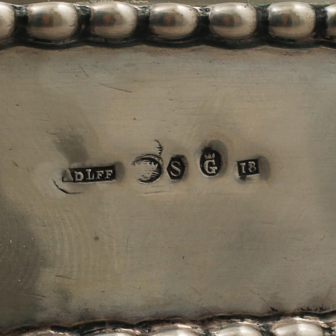 ASKFAT, ett par, samt TÄNDSTICKSASKFODRAL, silver och glas, Adolf Landoff, Göteborg, 1935/1936.