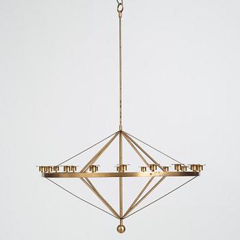 Sigurd Persson, an 18 candles brass chandelier, Sweden, probably 1960s.